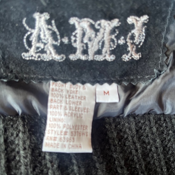 Vintage AMI black knit and suede leather jacket size Medium - Picture 5 of 5
